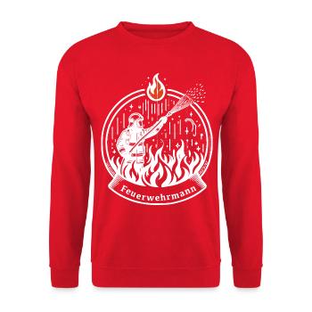 feuerwehrmann freiwillige feuerwehr verein feuer - Unisex Pullover - Rot - Vorne - Alina (178cm) & Michal (187cm)