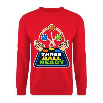 TROIS BALLES PRÊTES - Sweat-shirt Unisexe - rouge - Devant - Alina (178cm) & Michal (187cm)