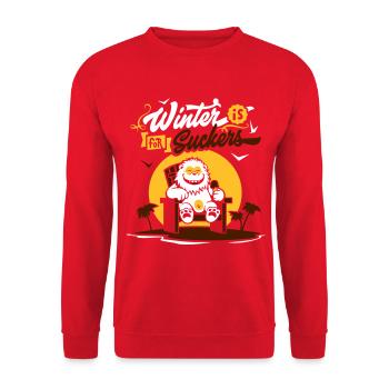 Winter is for suckers - Unisex Sweatshirt - red - Front - Alina (178cm) & Michal (187cm)