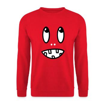 Lustiges Gesicht - Unisex Pullover - Rot - Vorne - Alina (178cm) & Michal (187cm)