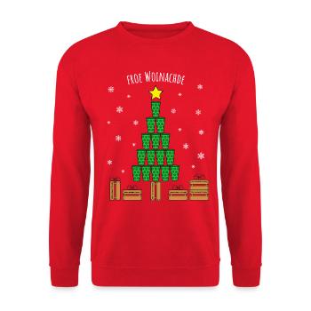 Dubbeglas Weinnachtsbaum mit Geschenkkisten - Unisex Pullover - Rot - Vorne - Alina (178cm) & Michal (187cm)