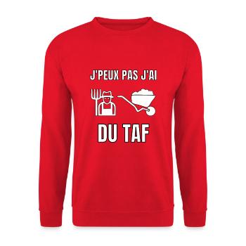 J’peux pas j’ai du taf - Sweat-shirt Unisexe - rouge - Devant - Alina (178cm) & Michal (187cm)