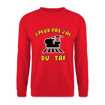 J’peux pas j’ai du taf - Sweat-shirt Unisexe - rouge - Devant - Alina (178cm) & Michal (187cm)