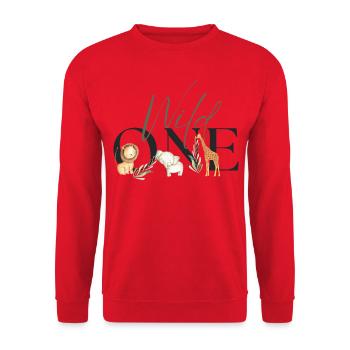 Wild One Safari First Birthday Geburtstag 1 Baby - Unisex Sweatshirt - red - Front - Alina (178cm) & Michal (187cm)