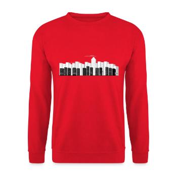 Piano Town - Piano Skyline - Unisex Pullover - Rot - Vorne - Alina (178cm) & Michal (187cm)