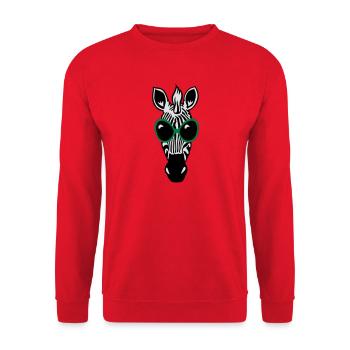 Le zèbre avec des lunettes de soleil - Sweat-shirt Unisexe - rouge - Devant - Alina (178cm) & Michal (187cm)