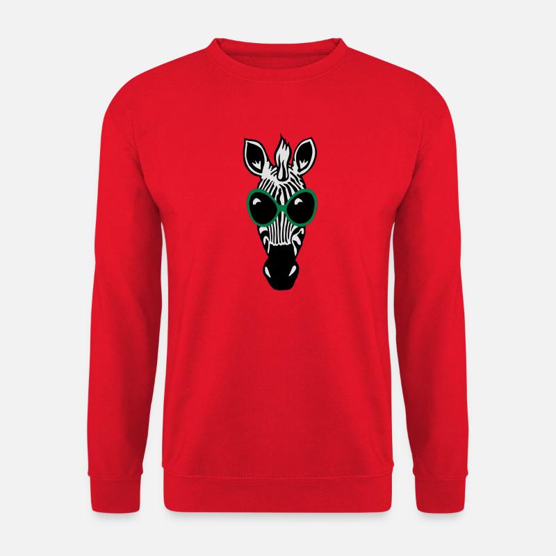Zebra mit Sonnenbrille - Unisex Pullover - Rot