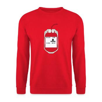 B Positive Blood Bag - Unisex Sweatshirt - red - Front - Alina (178cm) & Michal (187cm)