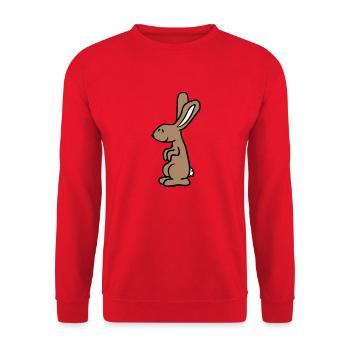 Hase Kaninchen Häschen Cartoon Kleintier niedlich - Unisex Pullover - Rot - Vorne - Alina (178cm) & Michal (187cm)