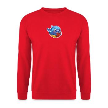 Cute Bowhead Whale Learns - cartoon humor - Unisex Sweatshirt - red - Front - Alina (178cm) & Michal (187cm)