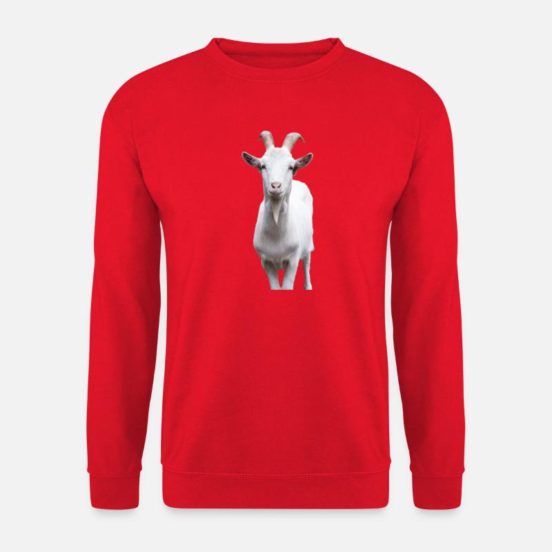 Weiße Bergziege Portrait - Unisex Pullover - Rot