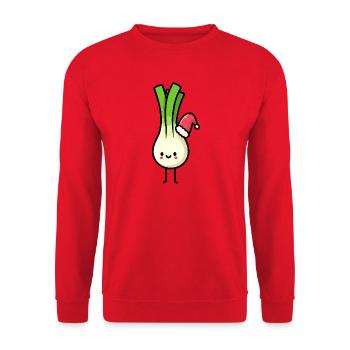 Kawaii Lauch Nikolauch - Unisex Pullover - Rot - Vorne - Alina (178cm) & Michal (187cm)