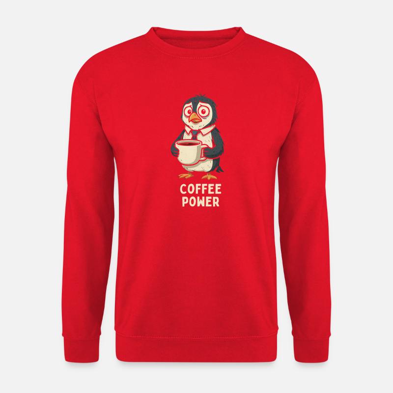 Kaffee-Pinguin im Bürolook - Unisex Pullover - Rot