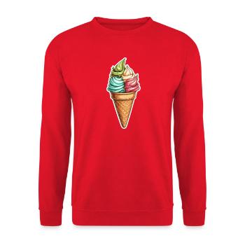 Bunte Swirl-Eiswaffel Muster - Unisex Sweatshirt - red - Front - Alina (178cm) & Michal (187cm)