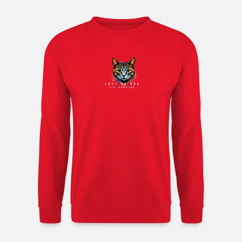 Chat Urbain Coloré - Sweat-shirt Unisexe - rouge