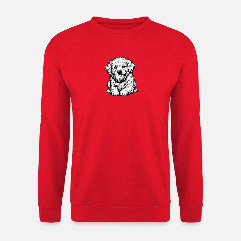 Welpenporträt-Tintenlinie - Unisex Pullover - Rot