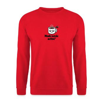 Café Somnolent Sourire - Sweat-shirt Unisexe - rouge - Devant - Alina (178cm) & Michal (187cm)