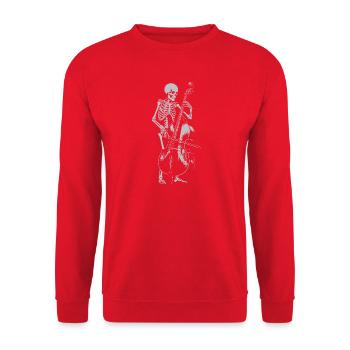 Skeleton spielt Kontrabass - Unisex Pullover - Rot - Vorne - Alina (178cm) & Michal (187cm)