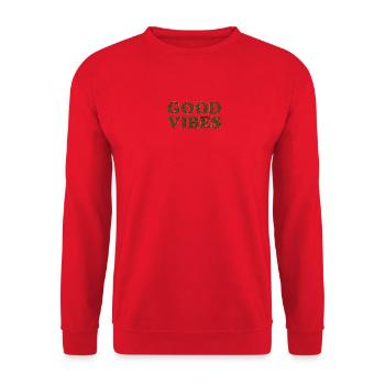 Gute Stimmung in strukturiertem Holz - Unisex Pullover - Rot - Vorne - Alina (178cm) & Michal (187cm)