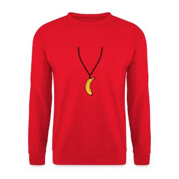 banana necklace jewelry funny fruit design clip-art - Unisex Sweatshirt - red - Front - Alina (178cm) & Michal (187cm)