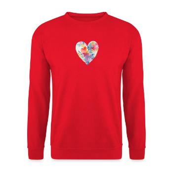 Herz - Unisex Pullover - Rot - Vorne - Alina (178cm) & Michal (187cm)
