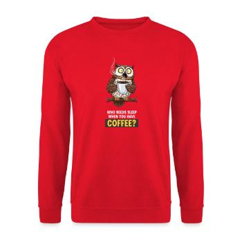 Kaffee Eule - Unisex Pullover - Rot - Vorne - Alina (178cm) & Michal (187cm)