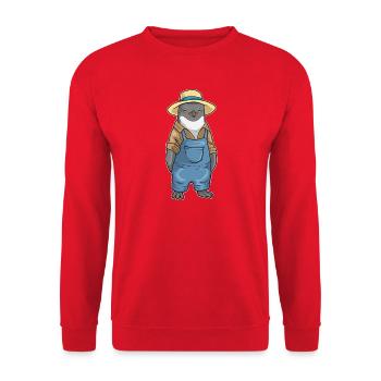 Pinguin Gärtner Garten - Unisex Pullover - Rot - Vorne - Alina (178cm) & Michal (187cm)