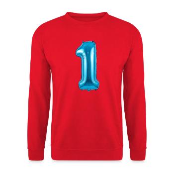 1st Birthday, First Birthday Balloon Blue - Unisex Sweatshirt - red - Front - Alina (178cm) & Michal (187cm)