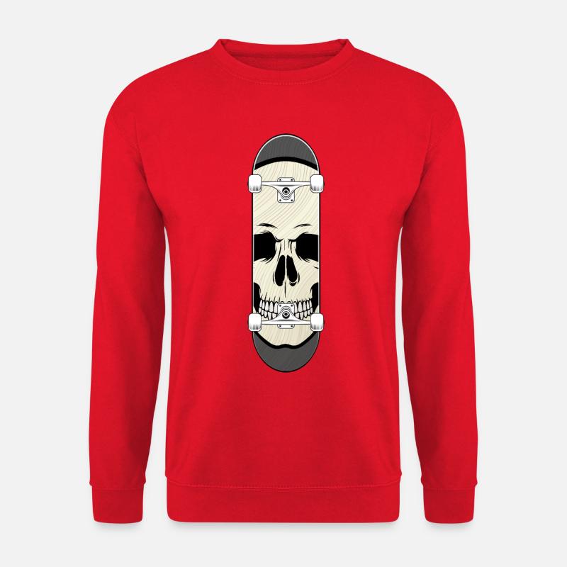 Totenkopf auf Skateboard – Monochrom - Unisex Pullover - Rot