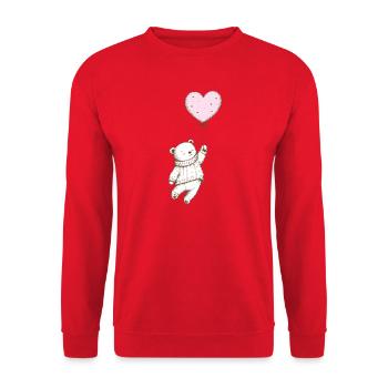 Teddy bear with heart balloon - Unisex Sweatshirt - red - Front - Alina (178cm) & Michal (187cm)