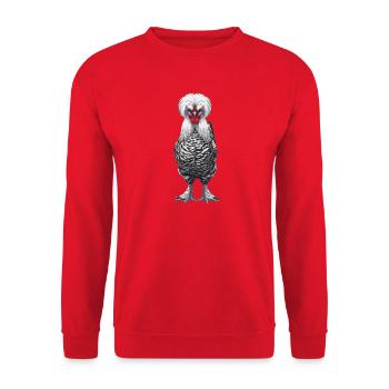 Holländer Haubenhuhn  - Unisex Pullover - Rot - Vorne - Alina (178cm) & Michal (187cm)