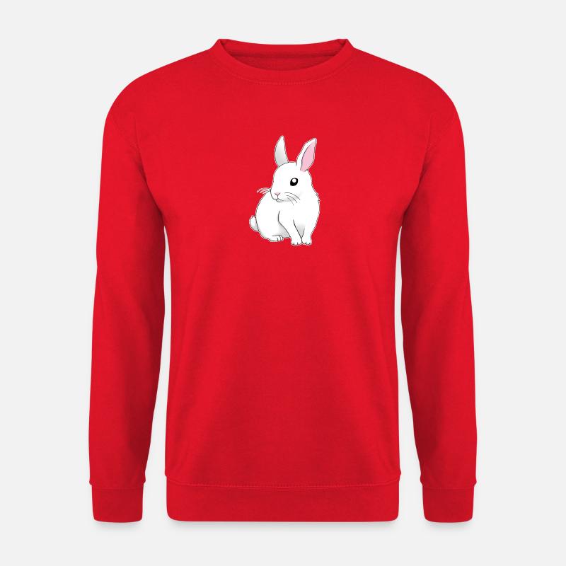 weißer Hase sitzend - Unisex Pullover - Rot