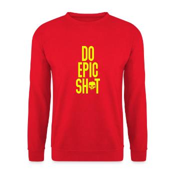Lustige Sprüche - DO EPIC SHIT - Unisex Pullover - Rot - Vorne - Alina (178cm) & Michal (187cm)