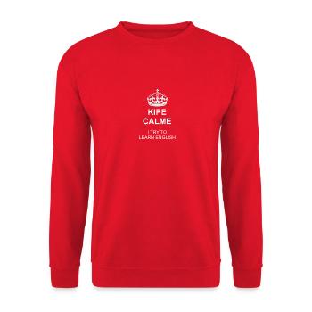 Keep Calm ! I try to learn english - Sweat-shirt Unisexe - rouge - Devant - Alina (178cm) & Michal (187cm)