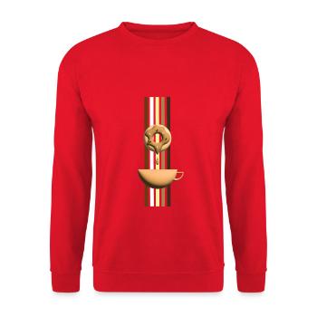 Jahreszeiten Kaffee mit Nougat Donut. - Unisex Pullover - Rot - Vorne - Alina (178cm) & Michal (187cm)