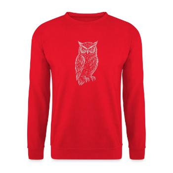 Sketchy Owl – Wisdom of the Night - Unisex Sweatshirt - red - Front - Alina (178cm) & Michal (187cm)