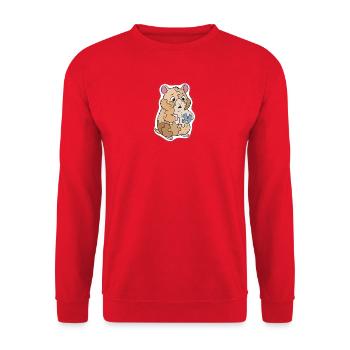 Puzzlehamster mit Rätselstück - Unisex Pullover - Rot - Vorne - Alina (178cm) & Michal (187cm)