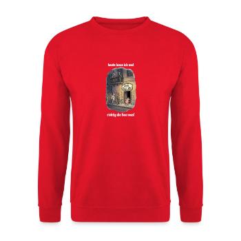 Heute lass ich mal richtig die Sau raus  - Unisex Pullover - Rot - Vorne - Alina (178cm) & Michal (187cm)