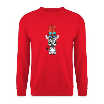 Süß Zebra Comic Weihnachten Balancieren Weihnacht - Unisex Pullover - Rot - Vorne - Alina (178cm) & Michal (187cm)