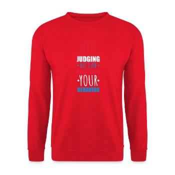 Not Judging Just Analyzing Behavior Graphic - Unisex Sweatshirt - red - Front - Alina (178cm) & Michal (187cm)