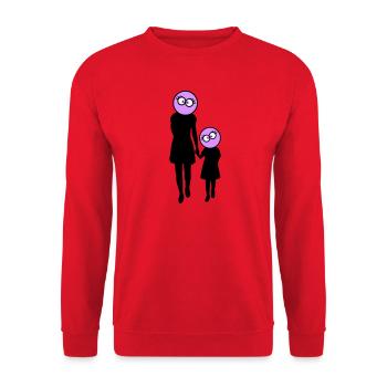Familie Silhouette Liebe Kinder Eltern Mama Papa - Unisex Pullover - Rot - Vorne - Alina (178cm) & Michal (187cm)