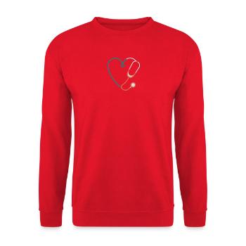 Krankenschwester-Stethoskop Herzpfleger Medic Geschenk - Unisex Pullover - Rot - Vorne - Alina (178cm) & Michal (187cm)