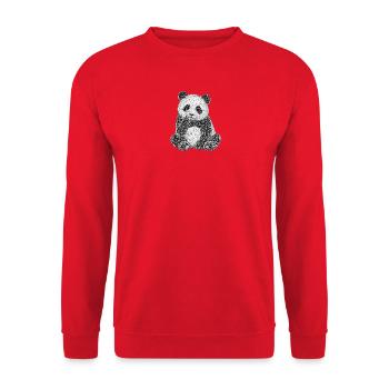 Motif géométrique de panda - Sweat-shirt Unisexe - rouge - Devant - Alina (178cm) & Michal (187cm)