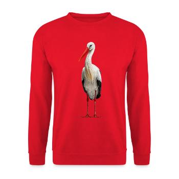 Weissstorch Störche - Unisex Pullover - Rot - Vorne - Alina (178cm) & Michal (187cm)