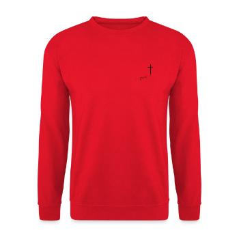 Jesus with cross Christian, beautiful and simple - Unisex Sweatshirt - red - Front - Alina (178cm) & Michal (187cm)