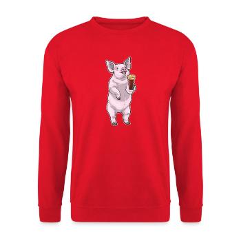 Schwein Bier - Unisex Pullover - Rot - Vorne - Alina (178cm) & Michal (187cm)