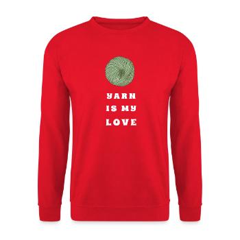 Yarn Is My Love – Green Yarn – Crochet & Knit - Unisex Pullover - Rot - Vorne - Alina (178cm) & Michal (187cm)
