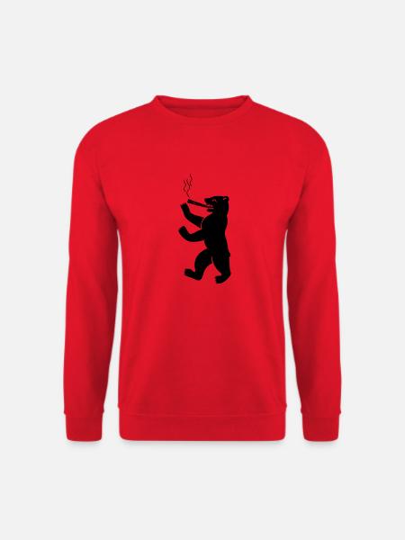 berliner_baer_raucht_weed_02 - Unisex Pullover - Rot