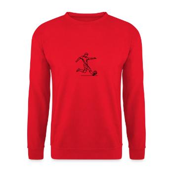 Minimalistische Fußballspieler-Silhouette - schwarz - Unisex Pullover - Rot - Vorne - Alina (178cm) & Michal (187cm)