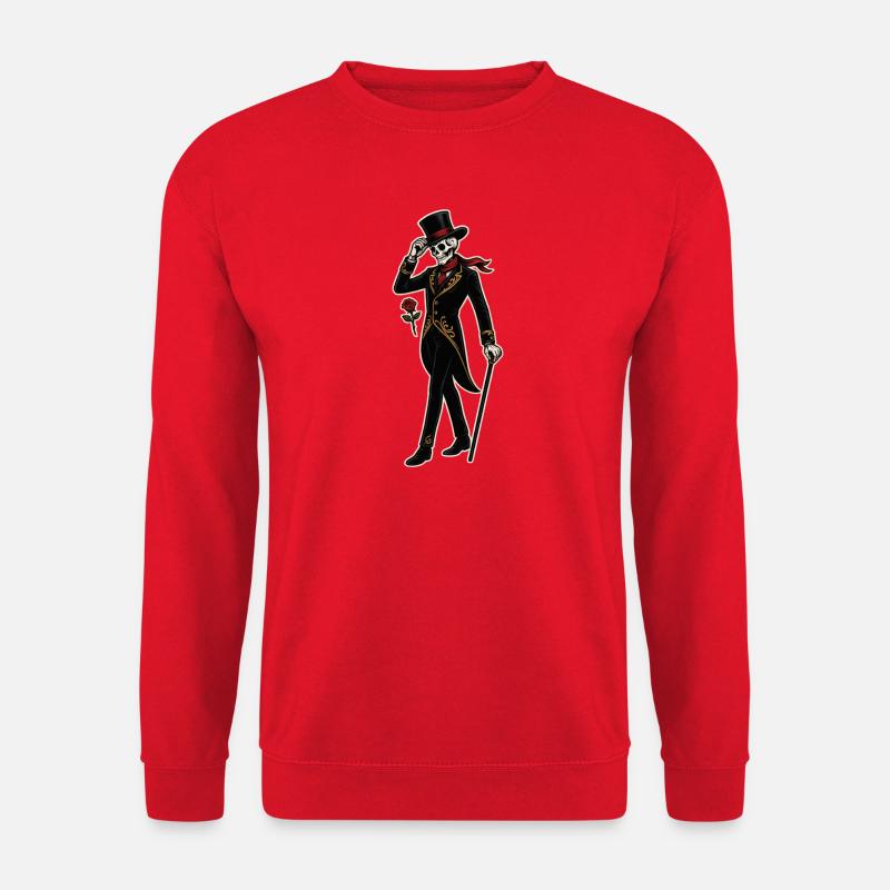 Skelett-Dandy mit Rose im Vintage-Stil - Unisex Pullover - Rot